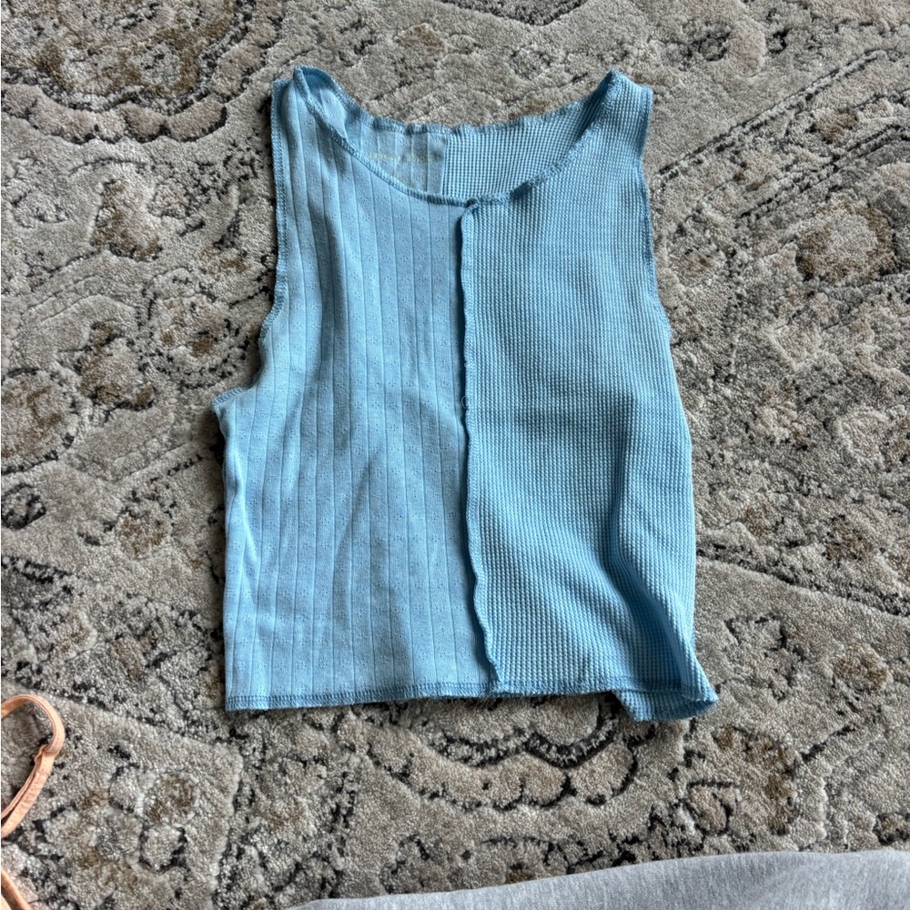 American Eagle Light Blue Textured Tank Top